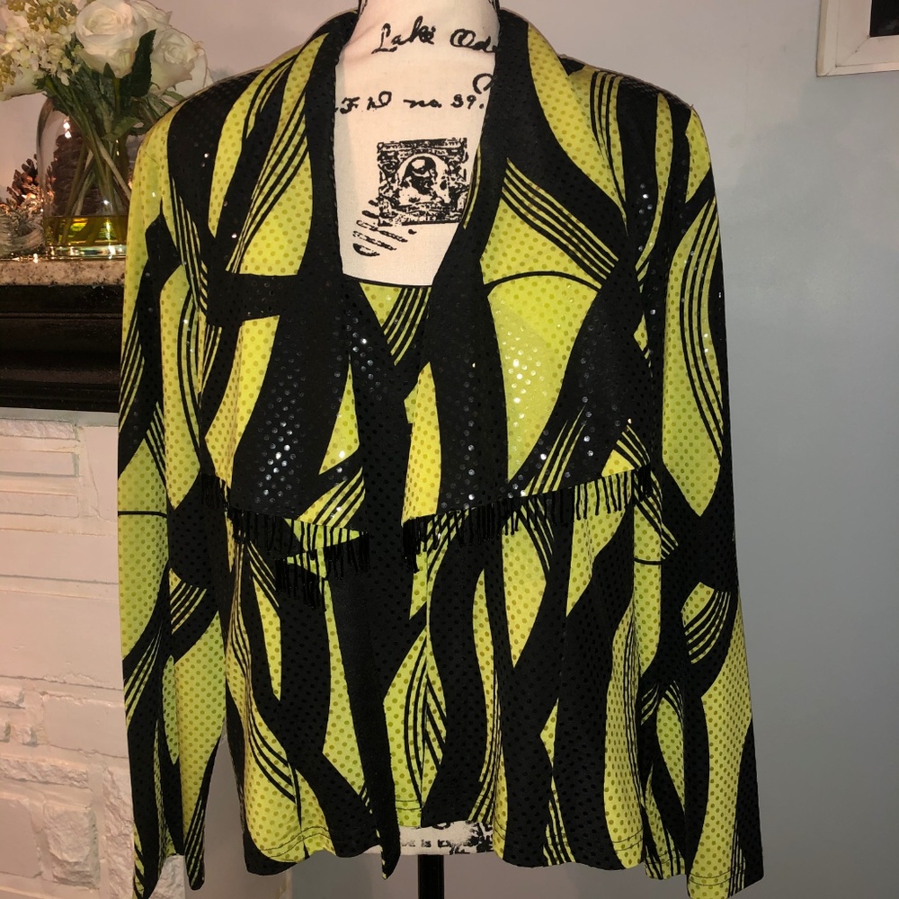 Joseph Ribkoff Green/Black Blouse and Camisole